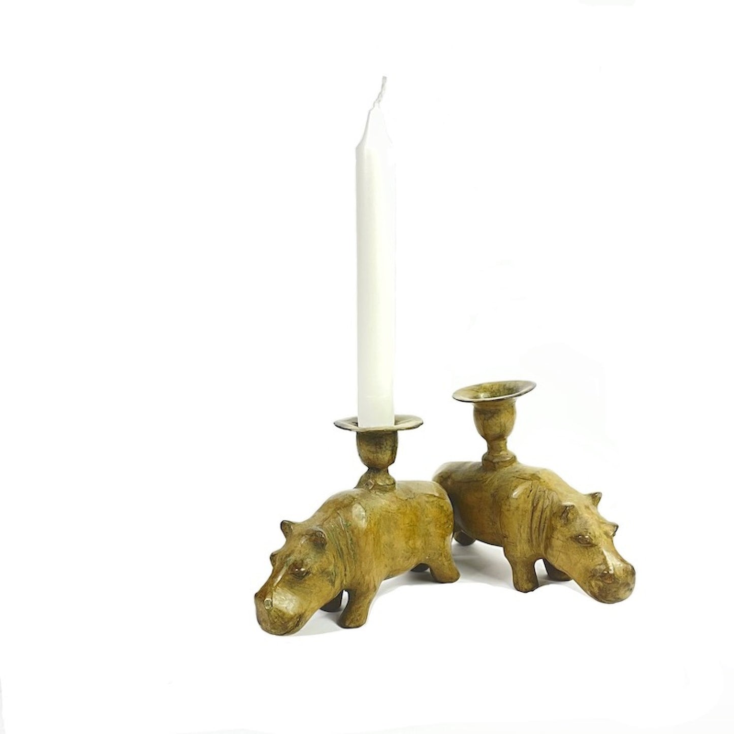 Ljusstake i mässing flodhäst