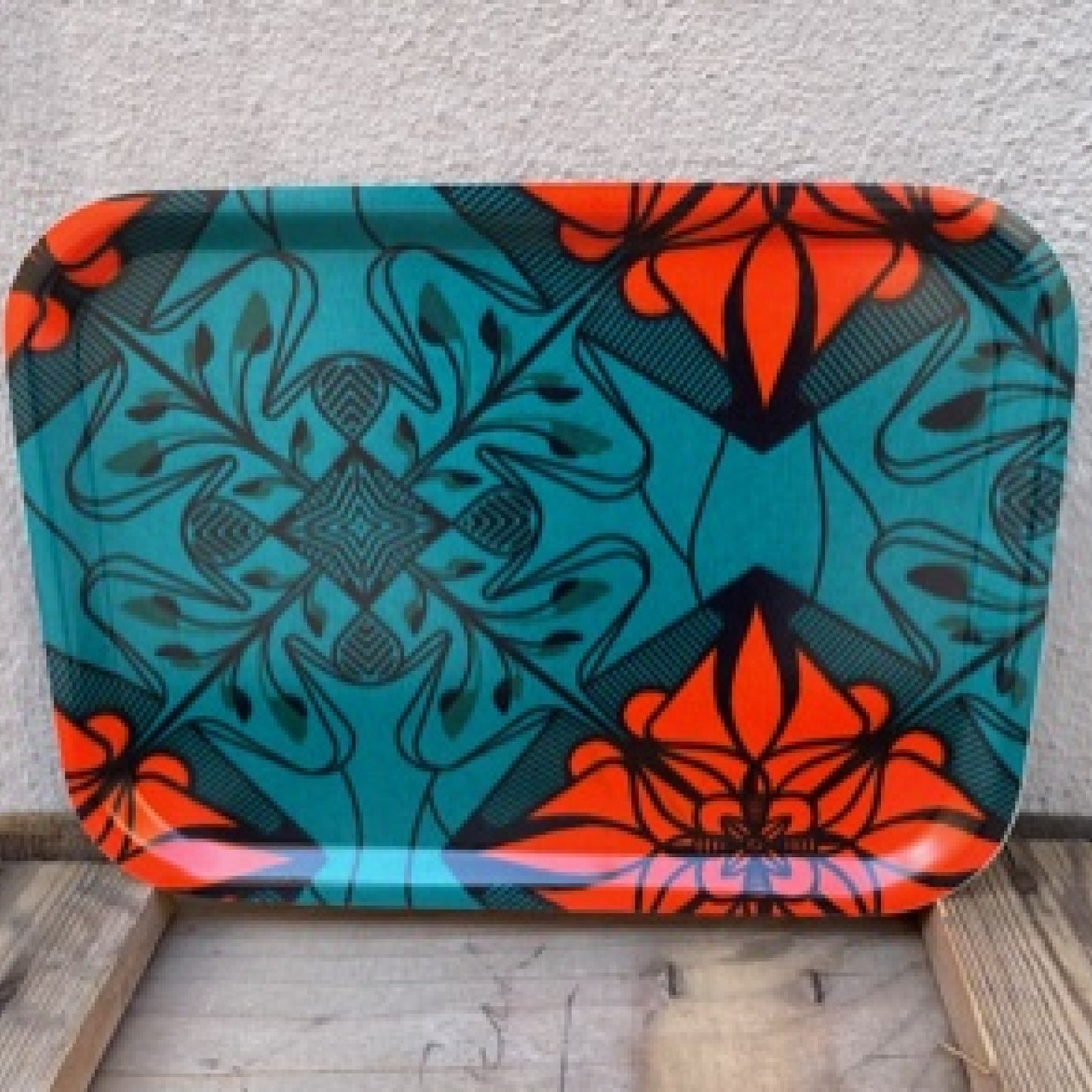 Bricka Rektangulär, afrikanskt tyg